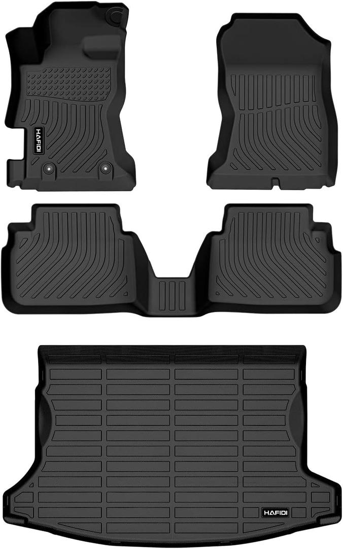 HAFIDI Floor Mats & Cargo Liner Set Fit for 2018-2023 Subaru Crosstrek & 2017-2023 Impreza (Not Hybrid Models) All Weather Protection TPE Car Full Set Floor Liners Custom Accessories - Black