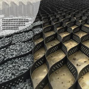 40FT Gravel Driveway Grid  1990 lbs/sq ft Load Geo Grid, HDPE Geocell Ground Stabilizer for Parking Pad, Sloped Yard, Backyard Paths  Easy DIY Installation with 32 Stakes & 40 Fasteners (Black)