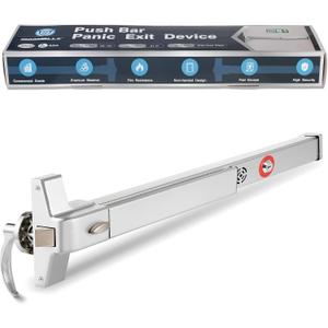 IRONWALLS Push Bar Panic Exit Device with Alarm & Exterior Lever, 70cm/27.5 Long Alarmed Emergency Exit Door Push Bar Lock, Fireproof Commercial Panic Door Hardware for Doors 27.5-41 Wide