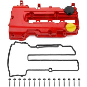 Engine Valve Cover with Gaskets, Bolts & Oil Filler Cap Compatible with 2011-2020 Chevy Cruze Sonic Trax Volt | Cadillac ELR | Buick Encore 1.4L Turbo Replace# 55573746 25198498 264-968 25198874, Red 