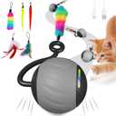 Interactive Cat Toys for Indoor Cats, DIY 5 in 1 Automatic Moving Cat Ball Toys/Puppies Toys with LED Rainbow Lights, Smart Sounds&Touch Control Cat Toys,USB Rechargeable (Grey)