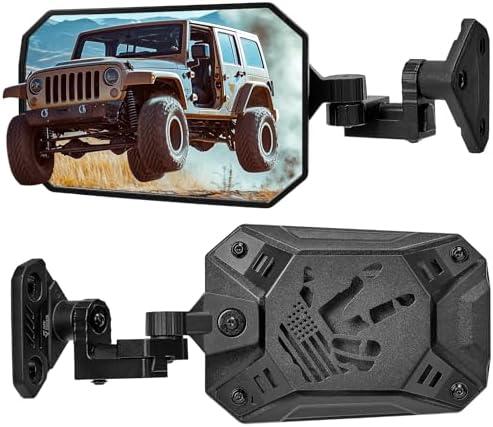 JOYTUTUS Mirrors Doors Off Doors On Compatible with Wrangler TJ JK JKU, All Year Used Side Mirrors for Wrangler 1997-2018, Wider View No Vibrate & Wobble, Black