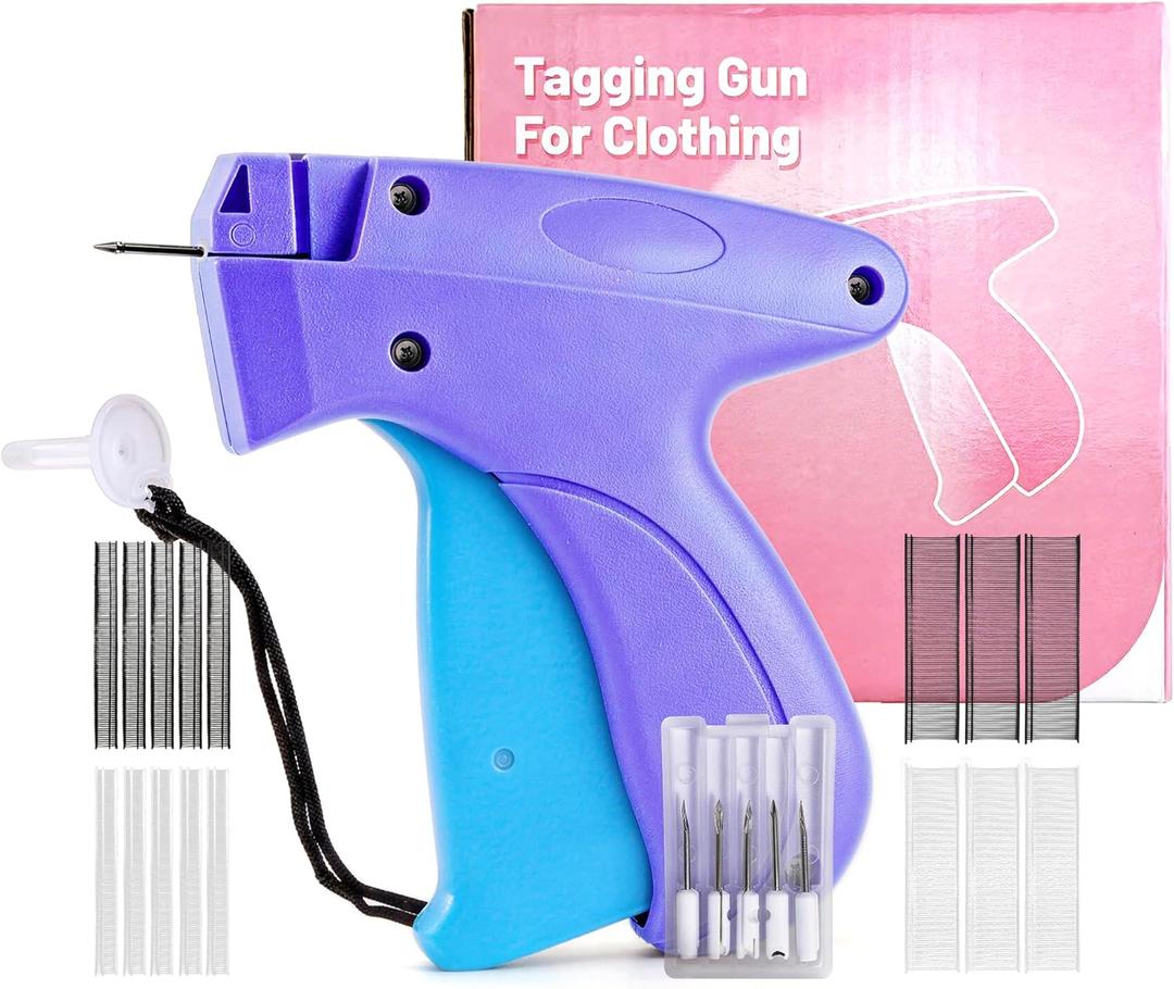 Dual-Size Professional Stitch & Tag Gun: 1-Inch Fasteners for Retail Tagging, 0.18Inch for Fabric Repair. Handheld Portable Tool for Home, Store & Emergency Use. Complete Kit with 6 Needles