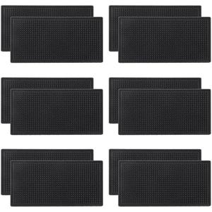 6 Pack Rubber Bar Mats, 12" x 6" Black Bar Service Mat, Spill Mat for Countertop, Bartending, Rubber Bar Mats, Efficient and Stylish Solution for Every Bartending Need,by KUKLIPJIM