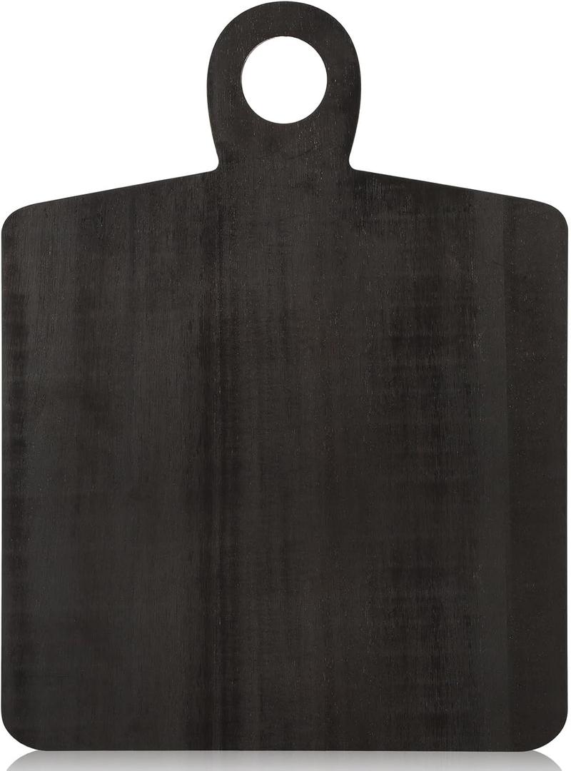 1 Pcs Acacia Wood Cutting Board with Handle 17 x 13'' Rectangular Charcuterie Chopping Board for Pizza Cheese Meat Decorative Black Wooden Serving Tray for Kitchen and Dining Room