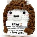 2 x Valentines Day Birthday Dad Gifts from Daughter Son Wife for Dads Fathers Men Present, I Love You Dad Gift for Daddy Papa Bonus Step Father, Crochet Hedgehog Gift Ideas
