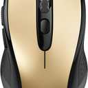 TECKNET Bluetooth Mouse, 4000DPI Wireless Mice for Laptop 2-in-1(BT 5.0/3.0+2.4Ghz) Computer Portable PC Mouse Wireless with USB Receiver for Mac (USB-A+Bluetooth, Black Gold)