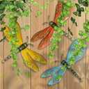 OBABA Metal Dragonfly Wall Decor, Outdoor Yard Art Fence Decor Garden Hanging Decorations for Patio, Indoor Home, Living Room, Bedroom, 3 Pack (Orange Blue Red)