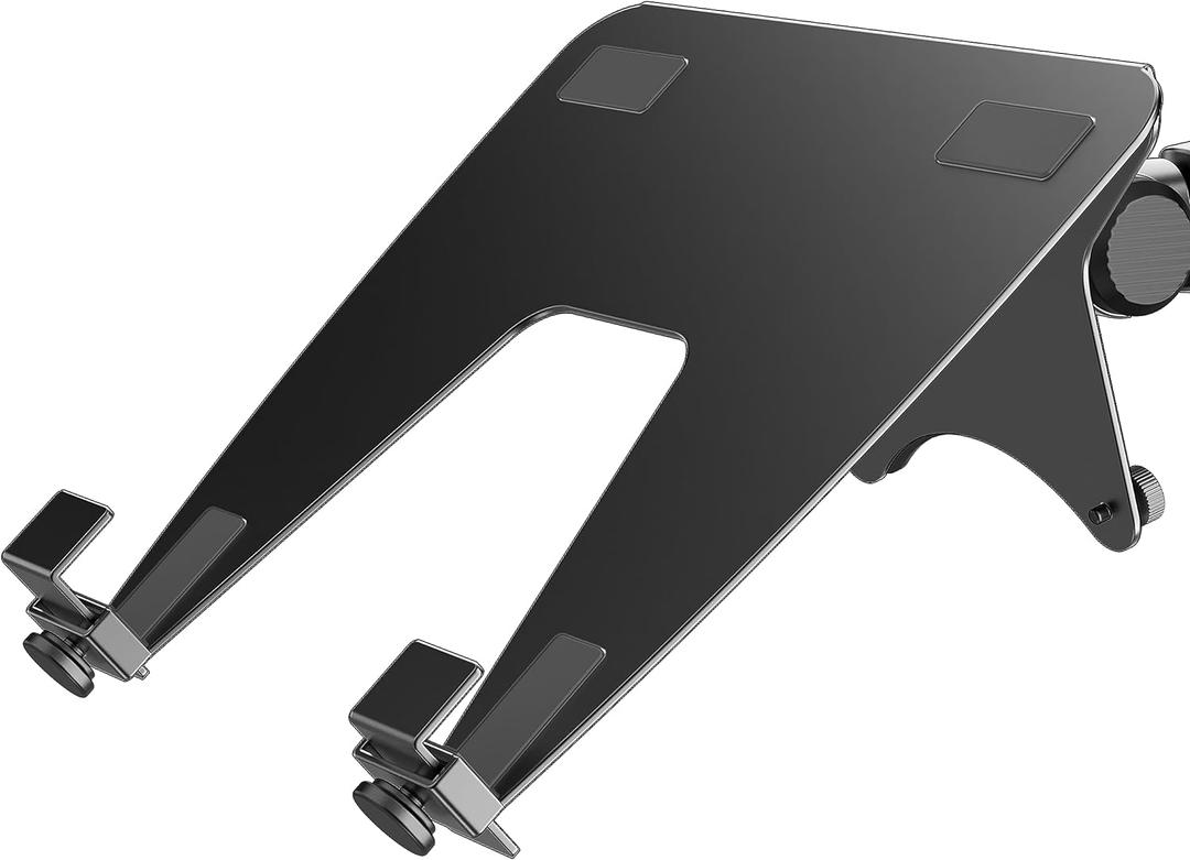 Ergounion Laptop Tray for Monitor Arm - VESA Mount 100x100mm, Laptops up to 17.3in & 28.6lbs - Notebook Tray Office Desk Accessories - Black