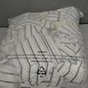 MooMee Striped Duvet Cover Set 100% Washed Cotton Linen Like Textured Breathable Durable Soft Comfy (White Dark Grey Wide Stripes, Palatial King/Oversized King 120"x98")