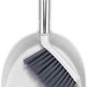 Pack of 2 NACENA Mini Broom and Dustpan Set, Small Dust Pan and Brush Set with Handle Dustpan Teeth for Cleaning Hair Suitable for Office Desks Drawers Sofas Pet Care Outdoor Camping, White & Gray