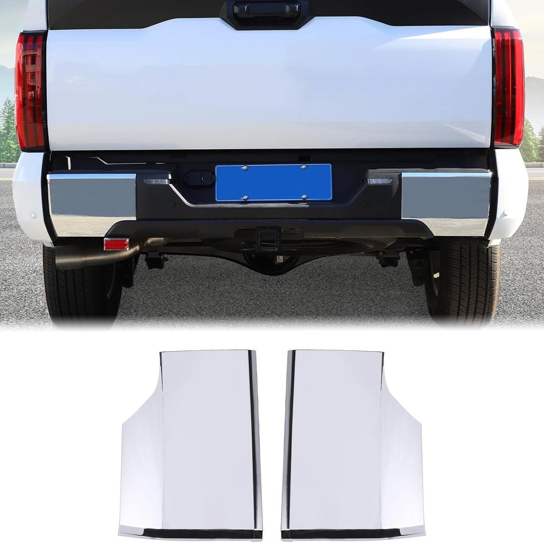 Car Rear Bumper Protector Guard Cover Compatible with Toyota Tundra 2022-2026, Pickup Rear Side Bumper Corner Guard Edge Protection Anti-Collision Corners Patch Trim Covers ABS Exterior Accessories (White Bright)