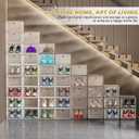 Thickened Clear Shoe Storage Organizer with Magnetic Door, Sturdy Stackable Shoe Boxes for Closet, Collapsible Space-Saving Shoe Rack for Sneakers & Boots, Plastic Shoe Cabinet Box Set, 6 Pack, White