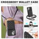 5 x TUCCH Crossbody Wallet Case for Galaxy S25 Ultra, RFID Blocking [6 Card Slots][Detachable Lanyard], Magnetic Closure Flip Wallet PU Leather Shockproof Phone Cover for Galaxy S25 Ultra, Black Argyle
