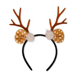 2 x Brown Christmas Reindeer Antlers, Fluffy Deer Antlers Hair Accessories for Women, Christmas Holiday Cosplay Costume Party