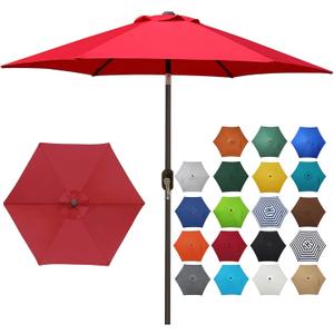 Blissun 7.3 ft Patio Umbrella, Yard Umbrella, Outdoor Market Umbrella with Push Button Tilt Crank (Red)