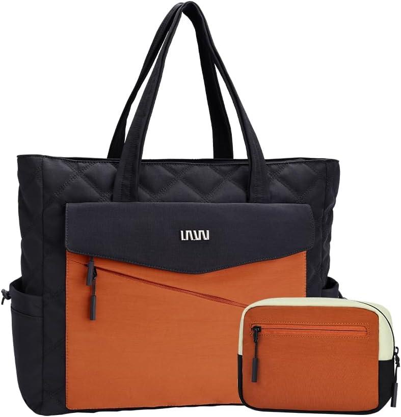 Women's Travel Tote Bag - Large Capacity Single Shoulder Carry-On, Lightweight Weekender Organizer for Work & Travel (Black-brown)