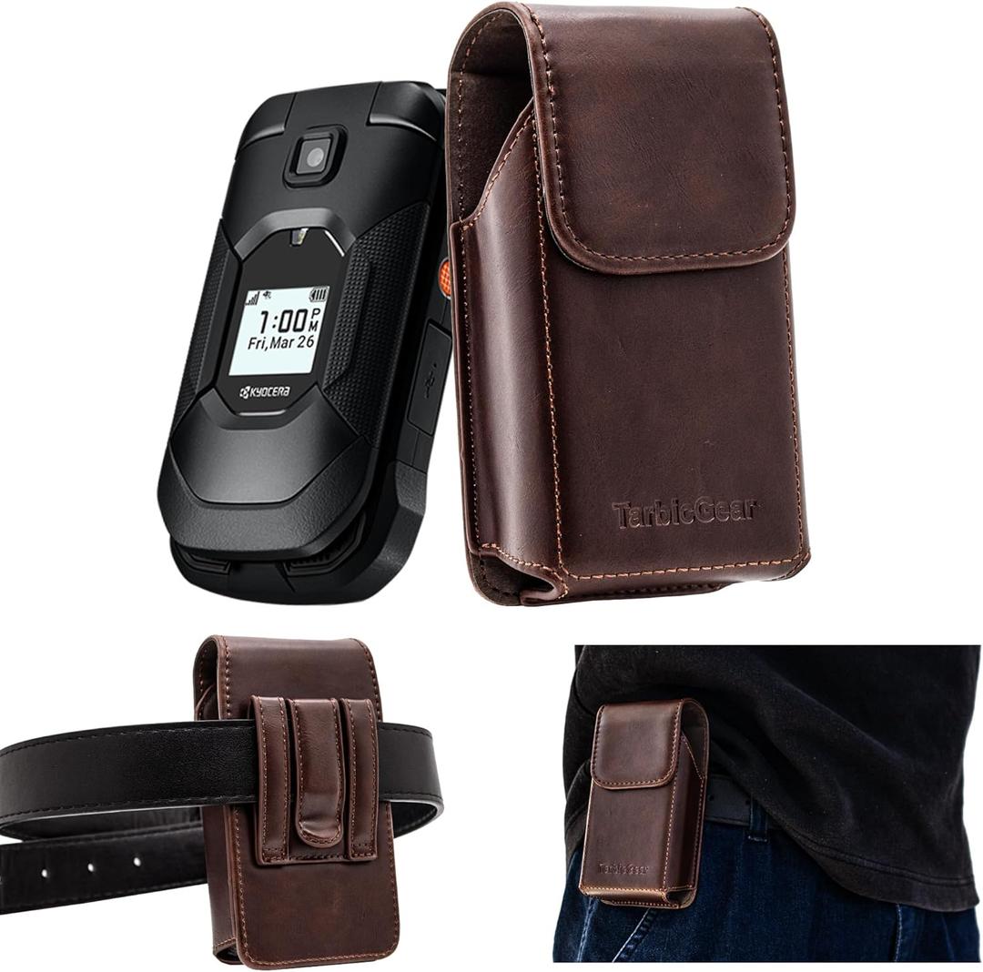 TarbicGear Leather Flip Phone Case with Belt Clip, Pouch for Kyocera & TCL Flip Phone Holster for Belt, Cat S22 Flip Case, Nokia Flip Phones, Sonim XP3 Plus Magnetic Phone Pouch, Brown Color (Coffee) TarbicGear Leather Flip Phone Case with Belt Clip, Pouch for Kyocera & TCL Flip Phone Holster for Belt, Cat S22 Flip Case, Nokia Flip Phones, Sonim XP3 Plus Magnetic Phone Pouch, Brown Color (Coffee)