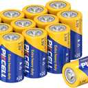 PKCELL 12 Pack D Batteries, R20P 1.5V D Size Non-Rechargeable Batteries, Long-Lasting Power Super Heavy Duty Battery for Flashlights, Remotes, Clocks, Game Controllers, Shavers