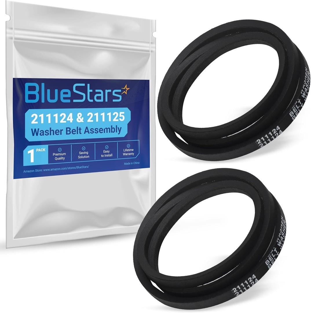 BlueStars 211124 & 211125 Washer Belt Assembly - Compatible with Whirlpool Maytag Jenn-Air Washers - Replaces 12112425 12112425VP 210024 AP4011179 PS2005284 22002570