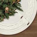 KCFESTIHUE Christmas Tree Skirt, 48 Inch Rustic Holiday Decorations with Cable Knit Pattern, Thick Knitted Christmas Skirt for Farmhouse Holiday Decor, White