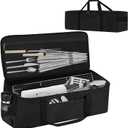 Grill Tool Storage Bag, Outdoor BBQ Utensil Storage with Pockets for BBQ Tools up to 22", Large Grilling Utensil Holder Storage Caddy, Barbecue Tool Sets Case for Camping Picnic,Bag Only,Black