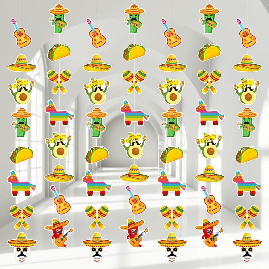 Tiamon 8 Pcs Mexican Fiesta Party Decorations Cinco De Mayo Hanging Banner Taco Bout a Party Decoration Paper Garland Kit Cinco De Mayo Ceiling Hanging Cutouts for Carnivals Birthday Baby Shower Decor