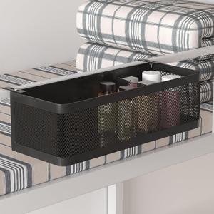 Bedside Caddy Shelf for Bunk Bed, Office Cubicle Walls, Crib Rails, Dorm Bed College Dorm Room Essentials Bed Shelf for Cell Phone Headphone Magazine Snacks (Black, L13.78in*W5.12in*H3.94in)