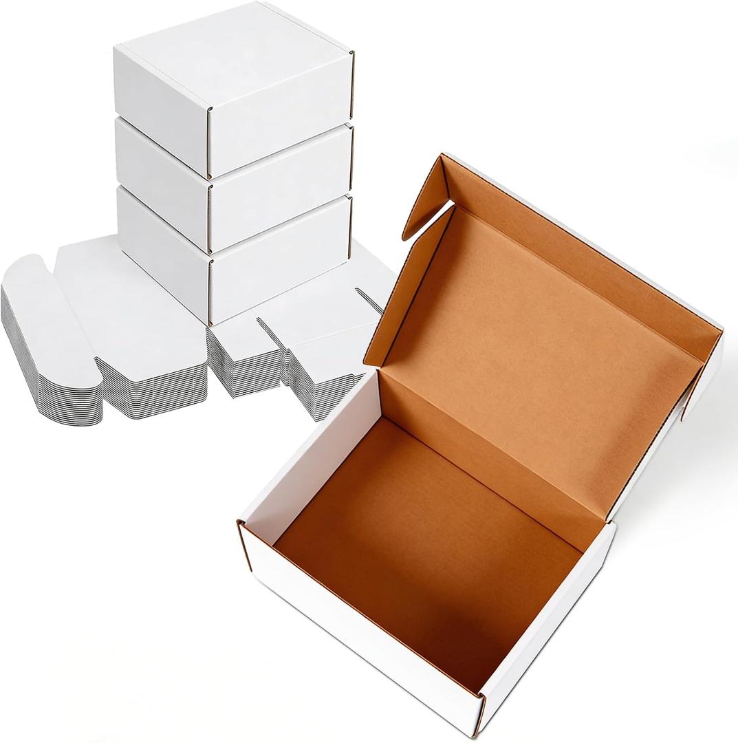 11x8x4 inches White Shipping Boxes 20 Pack，Corrugated Cardboard Gift Boxes，Mailing Boxes for Small Business Packing and Storage