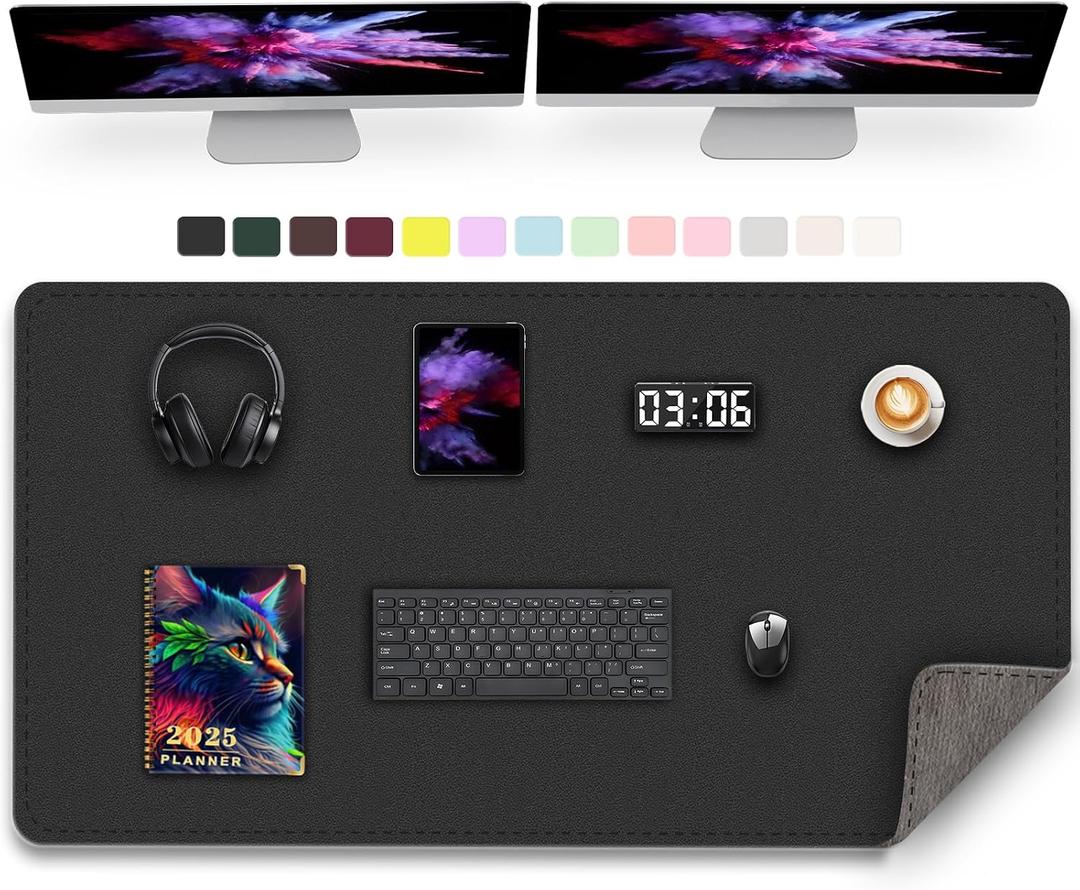 47.2" x 23.6" Large Desk Pad Mat - Non-Slip PU Leather Desk Mat, Large Mouse Pad, Computer Mat for Keyboard Mouse, Waterproof Desk Writing Mat, Desk Blotter Mat for Work (Black)