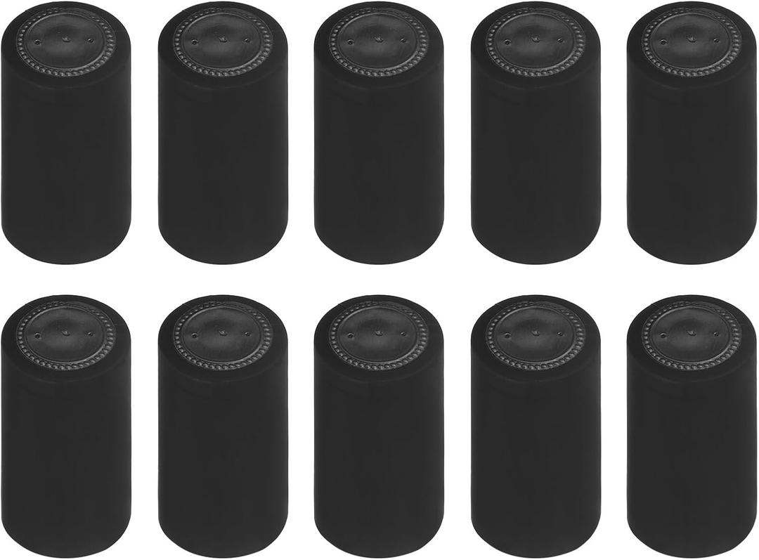 Uxcell 100Pcs PVC Heat Shrink Capsules Wine Bottle Capsules Shrink Cap Wrap Shrink Top Cover for Wine Cellars and Home Kitchen, Black/Black 30x60mm