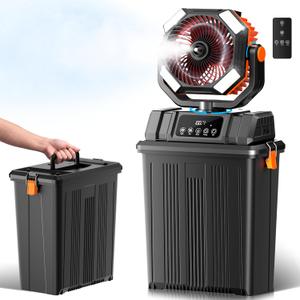 40000mAh Misting Fans for Outside, 15L Large Tank Portable Misting Fan, Battery Powered Outdoor Mister Fan with Remote & LED Light, Wide 270 Coverage for Camping Patio Backyard