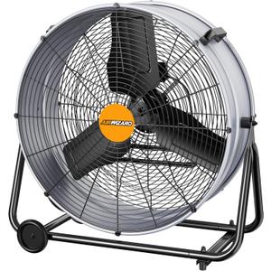 24-inch Industrial Drum Fan, High Velocity 8500CFM Heavy Duty Metal Floor Fan, Powerful 3 Speeds, Tiltable 360, UL Listed, for Garage, Barn, Factory, Warehouse, Workshop