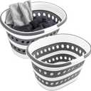 2 Packs Collapsible Laundry Baskets with Handles 7.4 Gallon Heavy Duty Laundry Basket Rectangle Pop Up Silicone Laundry Bucket Small Portable Storage Organizer Collapse Basket Small Room Organization