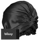 Blissy Silk Bonnet For Sleeping For Long And Curly Hair - 100% Pure Mulberry Silk 22 Momme 6a High-grade Fibers (Black)