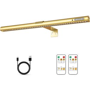 Wireless Picture Light, Battery Operated LED Painting Lights with Remote Control, Dimmable, Timer for Art Frame (Gold-19.7inch)