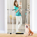 41 Inch Tall Baby Gate Auto Close Dog Gate Adjustable 29.92"-43.71" Wide Pressure Mounted Walk Through Swing Pet Gate for Doorways (White, 29.92"-43.71" Wide)