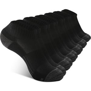 BAMBOO COOL Athletic Ankle Socks Womens Moisture-Wicking 5/6 Pairs | Anti-blister cushion, arch support, breathable & anti-odor; for running, hiking & daily wear. Machine washable. (M)