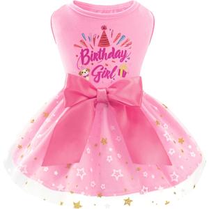 XPUDAC Dog Birthday Dress Puppy Clothes for Small Dogs Girl Birthday Party Tulle Pet Outfit, Cat Appeal-Small (Small(Chest-14"))