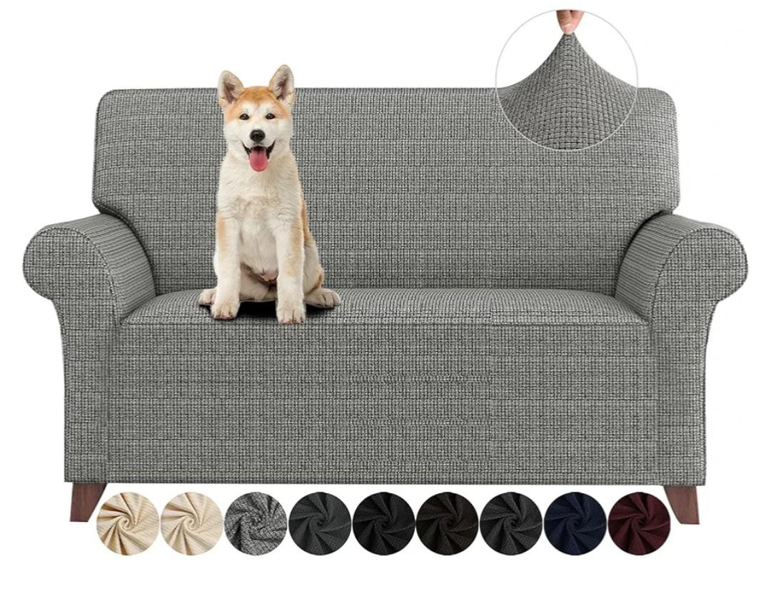 Loveseat Covers High Stretchy Spandex Pet Friendly Sofa Slipcover 1 Piece Non Slip Couch Furniture Protection Covers (Black and White, Loveseat)