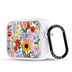 MOSNOVO for AirPods Pro 3 Case, Protective Clear Case with Shockproof Dual Layer Hard Luxe Metal Ring Designed for AirPods Pro 3 Generation - Blossom & Bloom