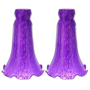 HWDFEI Lily Flower Glass Lampshade Replacement, 2 Pack,Tulip Style Table Floor Lamp Shade Replacement 4.2" x 4.2" x 6.7" (Purple)