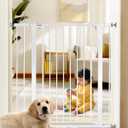 36" Extra Tall Baby Gate for Stairs, 29.5-40.5" Wide Dog Gate for Doorways, Walk Thru Auto Close Metal Pet Gate for The House, Stairs and Doorways, Child Gate Pressure Mounted Dog Gate Indoor (White)