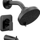 Moen Genta LX Matte Black Pressure Balancing Modern Shower Set with Showerhead Lever Handle, and Tub Spout, Posi-Temp Valve Required, T2473EPBL