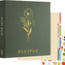 Lanpn Recipe Binder 8.5x11 3 Ring Kit, Waterproof Organizer Binder with 60 Plastic Sleeves,116 Recipes, Dividers, Labels & Stickers, Blank Recipe Book to Write in Your Own Recipes, Green