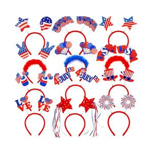 20Pcs 4th of July Headband Patriotic Headbands Star Uncle Sam Hat Balloons Headband for Women Girls American Flag Independence Day Party Favors Fourth of July Party Accessories
