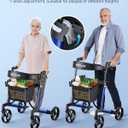 WOTURE Foldable Rollator Walker with Seat & Backrest 16 lb Ultra-Light Mobility Aid, 8" All-Terrain Wheels for Indoor/Outdoor Use, Adjustable Handles & Dual Brakes, Includes Storage Bag, Blue