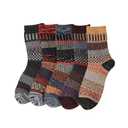 Kelabia Vintage Thick Knit Wool Socks for Women - Cottagecore Nordic Winter Socks (3 Pair, Onesize)