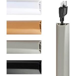 Rubber Bond TV Cord Hider Cable Protector - Strong Self Adhesive Wall Cord Cover Cable Hider - Low Profile Cable Management Wall Cord Concealer Cable Raceway (Grey, 8 Feet)
