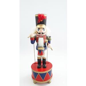 Clever Creations White Drummer Music Box 12 Inch Traditional Wooden Nutcracker, Festive Christmas Décor for Shelves and Tables